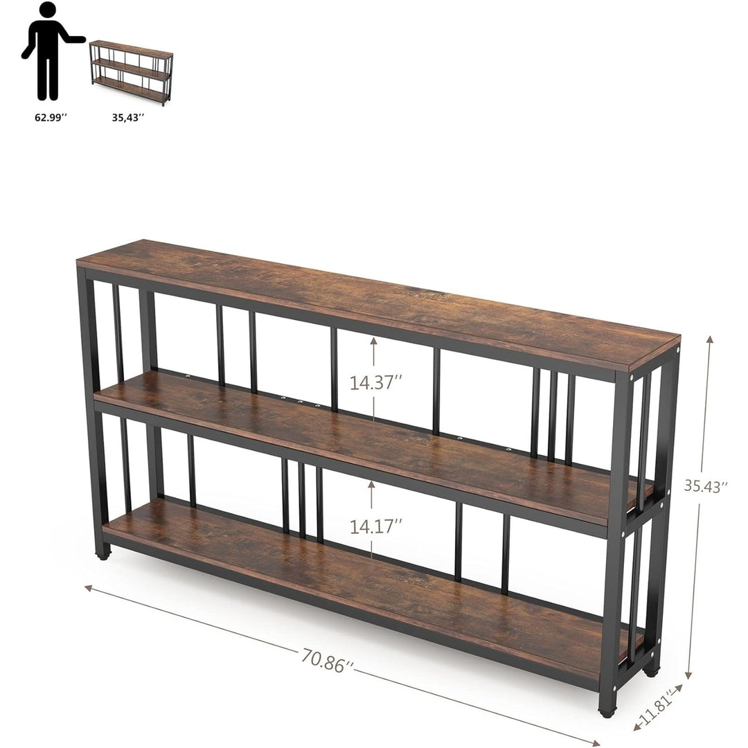 Tribesigns Long Console Sofa Table, 70.89" 3 Tier Industrial Large Storage Behind Couch Accent Table Image 6