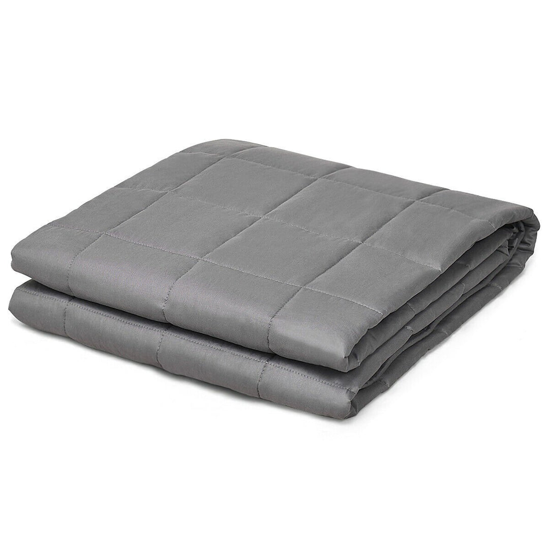 Costway 7/12/15/17/20/22/25 lbs Weighted Blankets Full /Queen/King Size 100% Cotton w/ Glass Beads Dark Grey Image 1