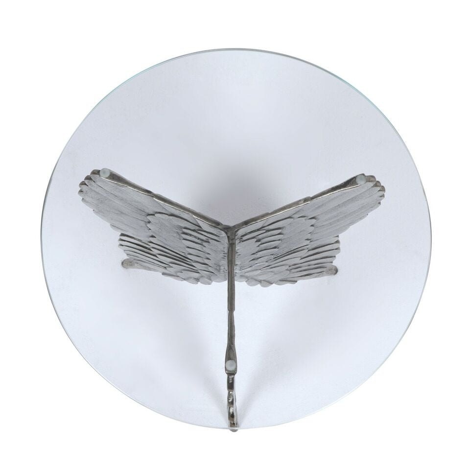 Hardt Boho Glam Handcrafted Aluminum Fairy Wing Accent Table with Glass Top Image 2