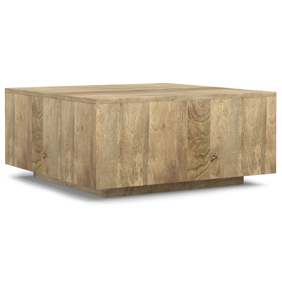 Lockhart Square Coffee Table Solid Mango Wood Modern Natural Finish 36" Image 1