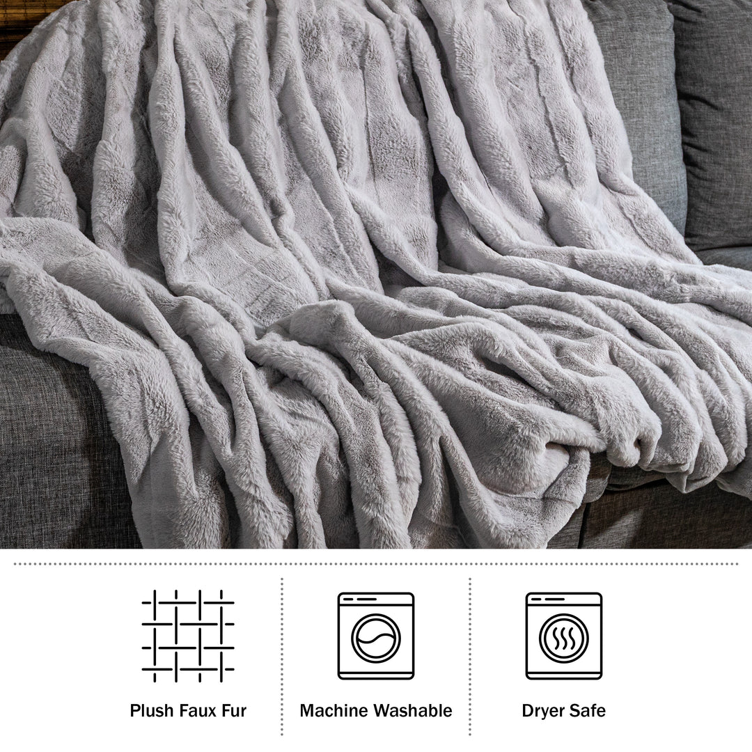 Faux faux Blanket - 60x80-Inch Queen Size Throw Blanket with Plush Faux faux Front and Mink faux Back - Bedding for Image 5