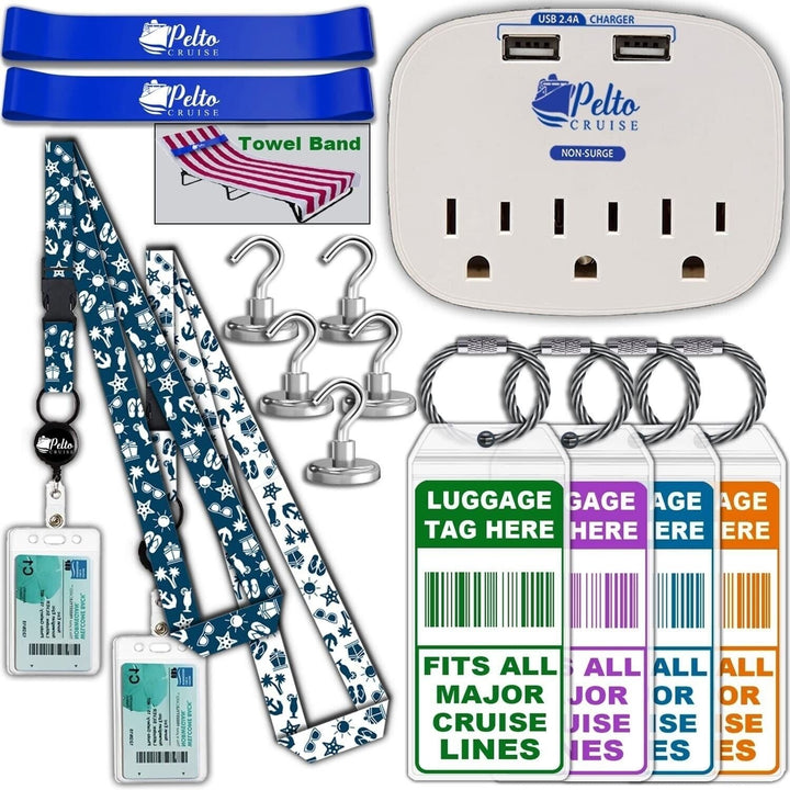 Cruise Ship Kit Travel Accessories Items Hooks, Lanyard, Power Outlet, Card Hold Image 1