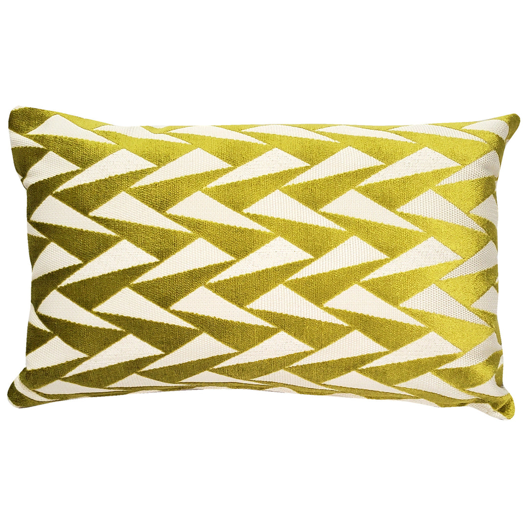 Nouveau Chartreuse Velvet Throw Pillow 12x19 Rectangular with Polyfill Insert Image 1