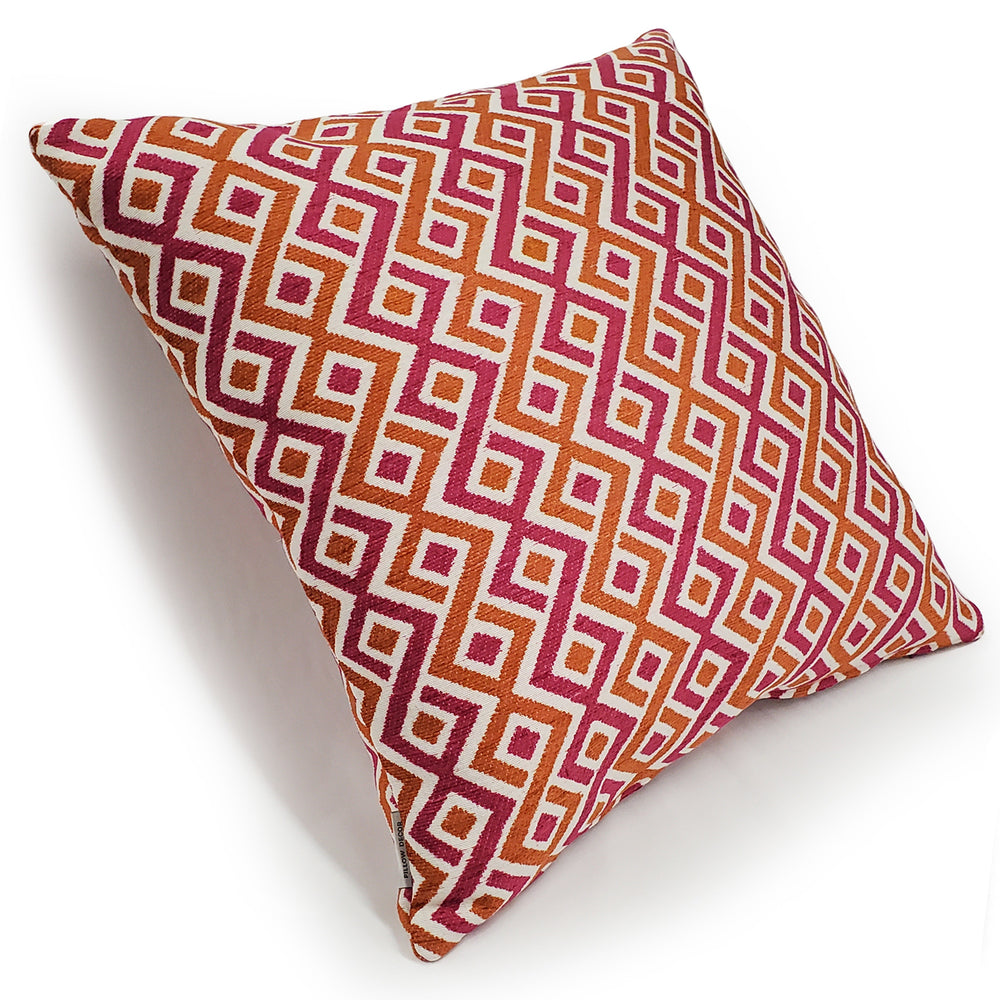 Follow Me Fiesta Pink and Orange Throw Pillow 19x19, with Polyfill Insert Image 2