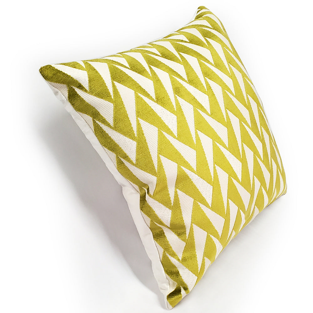 Maxwell Nouveau Chartreuse Velvet Throw Pillow 19x19 with Polyfill Insert Image 2