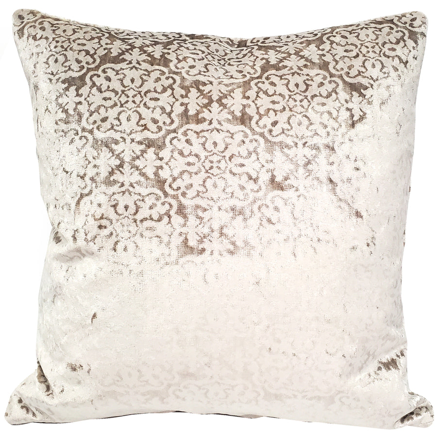 Artemis Taupe Velvet Throw Pillow 20x20, with Polyfill Insert Image 1