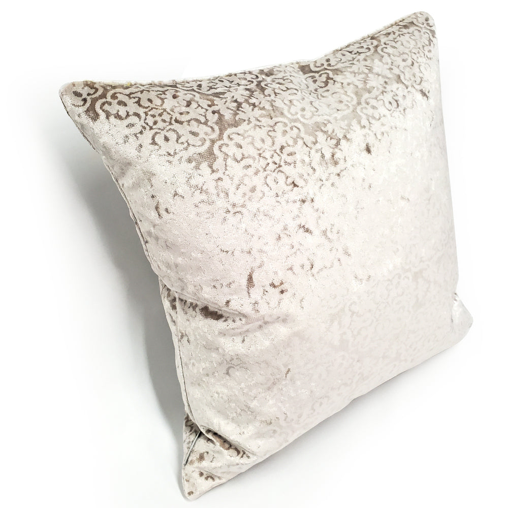 Artemis Taupe Velvet Throw Pillow 20x20, with Polyfill Insert Image 2