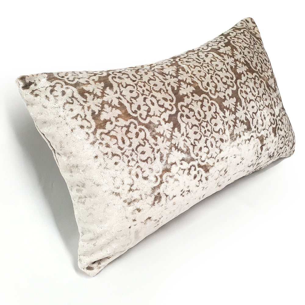 Artemis Taupe Velvet Throw Pillow 12x20, with Polyfill Insert Image 2
