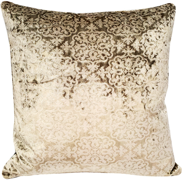 Artemis Canyon Beige Velvet Throw Pillow 20x20 Polyfill Insert Damask Pattern Image 1