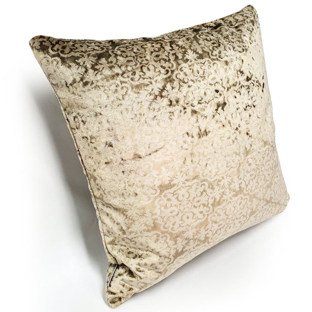 Artemis Canyon Beige Velvet Throw Pillow 20x20, with Polyfill Insert Image 2