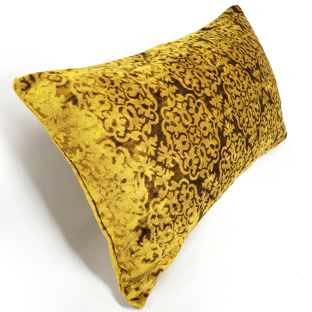 Artemis Gold Velvet Throw Pillow 12x20, with Polyfill Insert Image 2