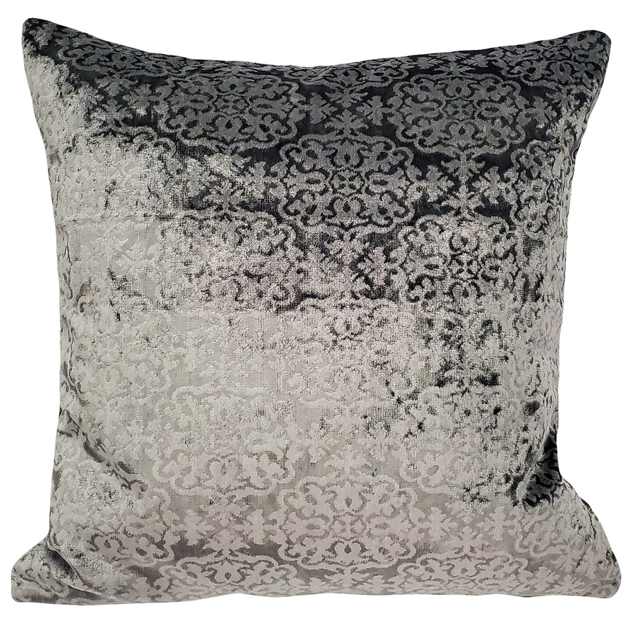 Artemis Pewter Gray Velvet Throw Pillow 20x20, with Polyfill Insert Image 1