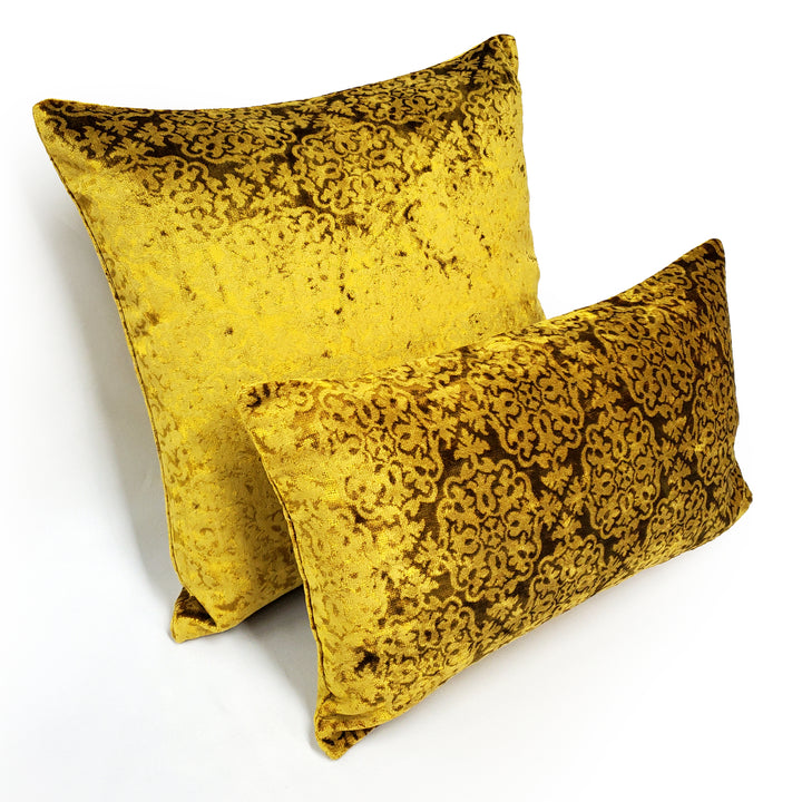 Artemis Gold Velvet Throw Pillow 20x20, with Polyfill Insert Image 4