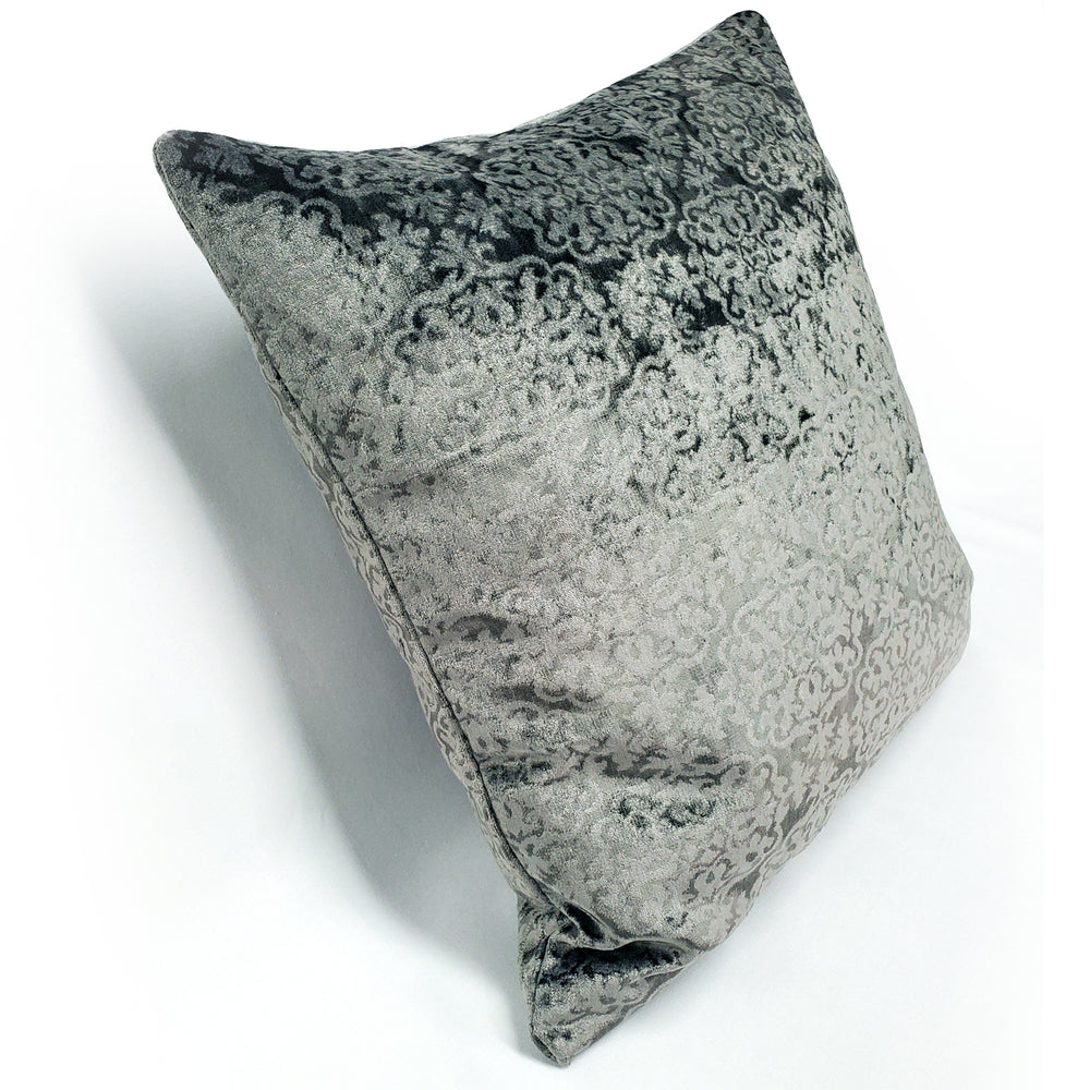 Artemis Pewter Gray Velvet Throw Pillow 20x20, with Polyfill Insert Image 2