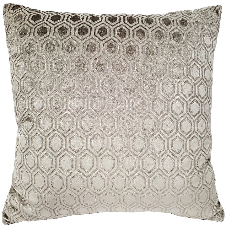 Hexa Mercury Taupe Velour Throw Pillow 18x18 Polyester with Polyfill Insert Image 1