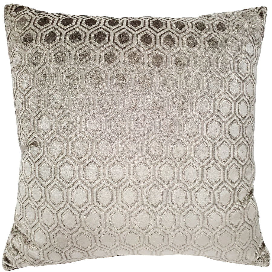 Hexa Mercury Taupe Velour Throw Pillow 18x18, with Polyfill Insert Image 1