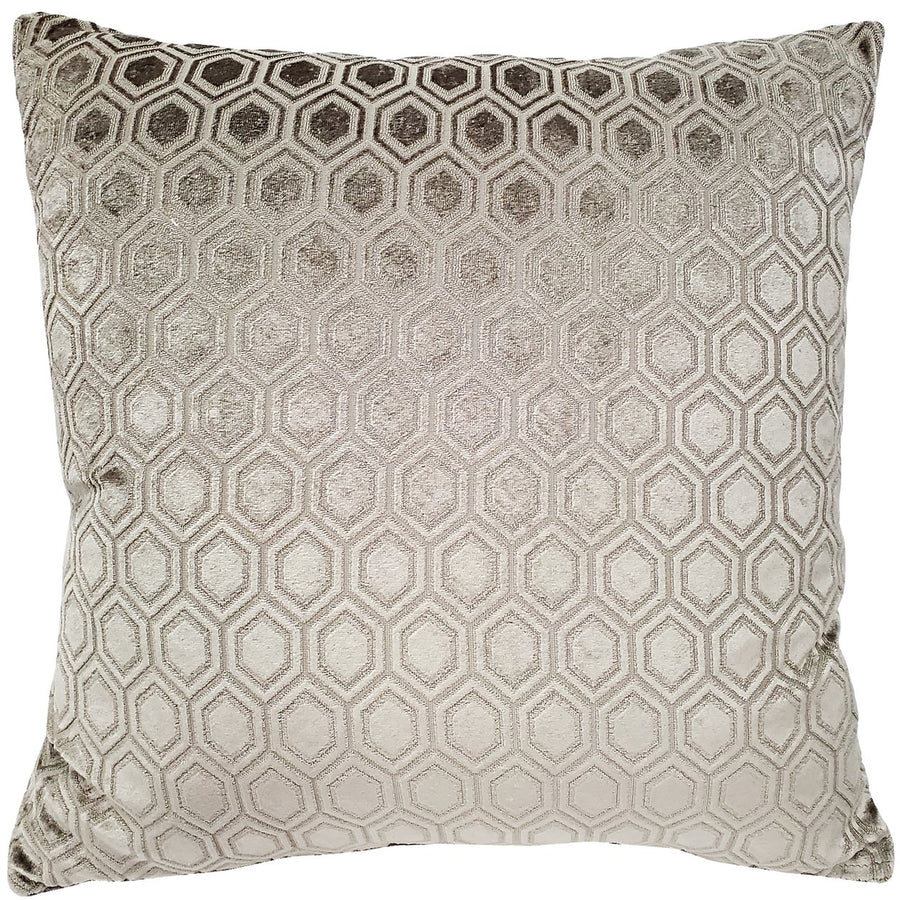 Hexa Mercury Taupe Velour Throw Pillow 18x18 Polyester with Polyfill Insert Image 1