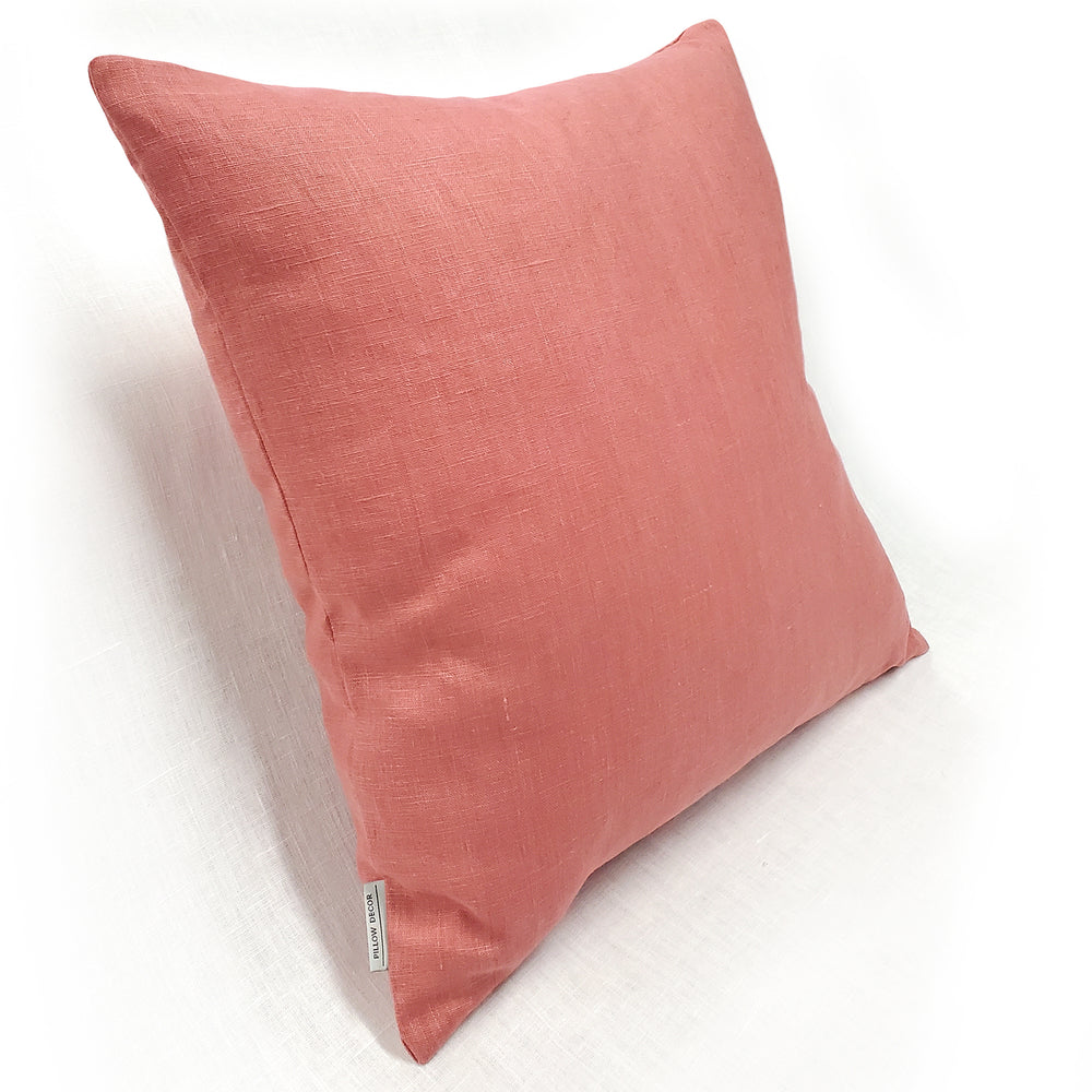 Tuscany Linen Deep Blush Throw Pillow 17x17 with Polyfill Insert 100% Linen Image 2