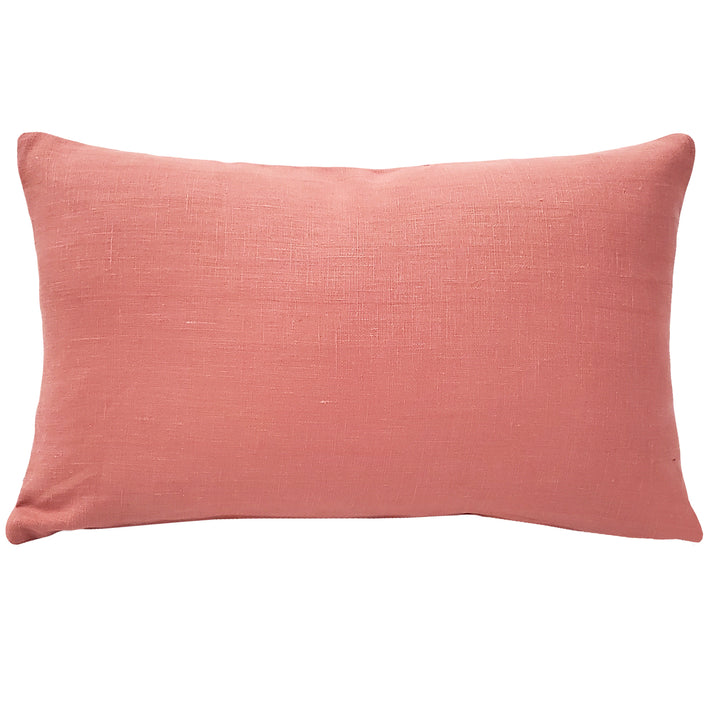 Tuscany Linen Deep Blush Throw Pillow 12x19 Decorative Lumbar Pillow with Insert Image 1