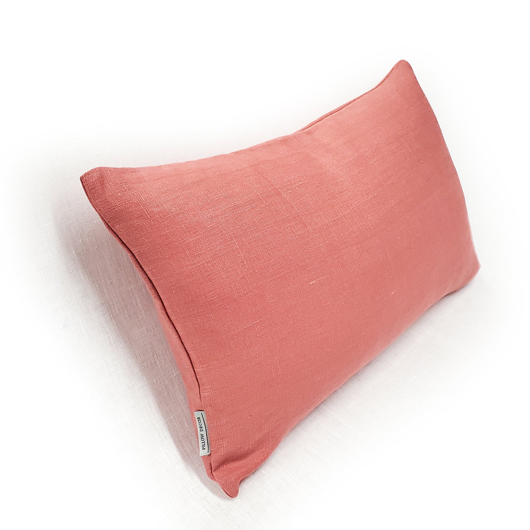 Tuscany Linen Deep Blush Throw Pillow 12x19 Decorative Lumbar Pillow with Insert Image 2