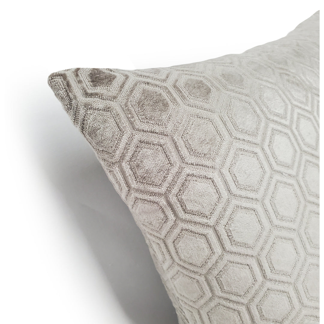 Hexa Mercury Taupe Velour Throw Pillow 18x18 Polyester with Polyfill Insert Image 4