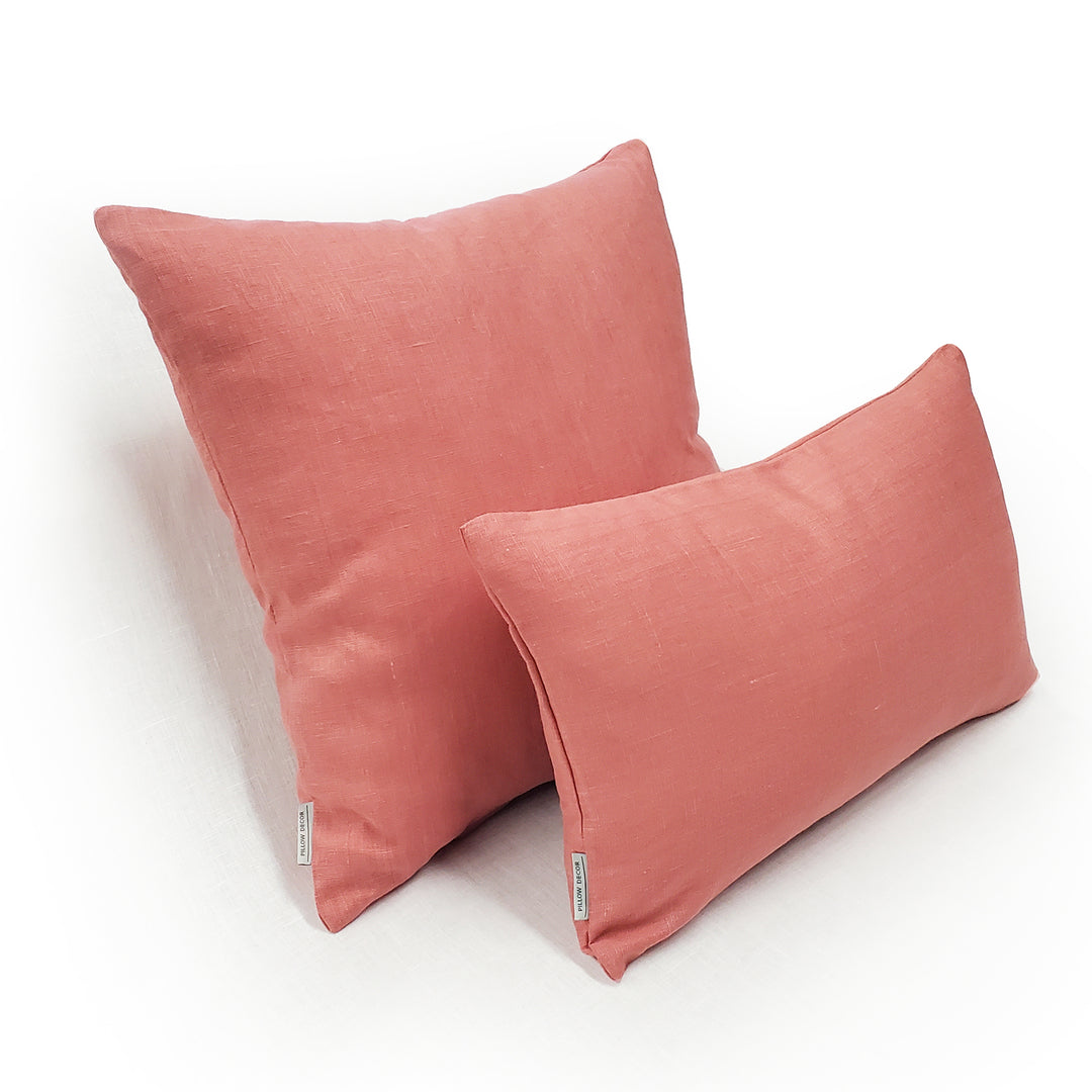 Tuscany Linen Deep Blush Throw Pillow 20x20 Polyfill Insert 100% Linen Image 3