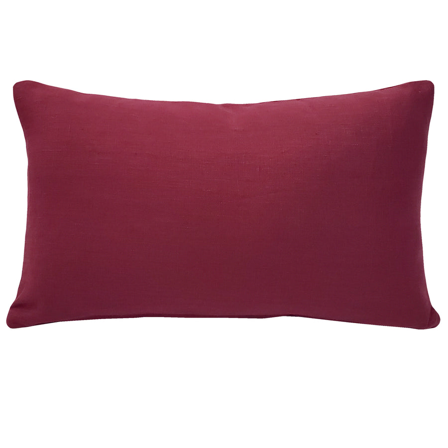 Tuscany Linen Wine Lumbar Pillow 12x19 Polyfill Insert 100% Linen Decor Image 1