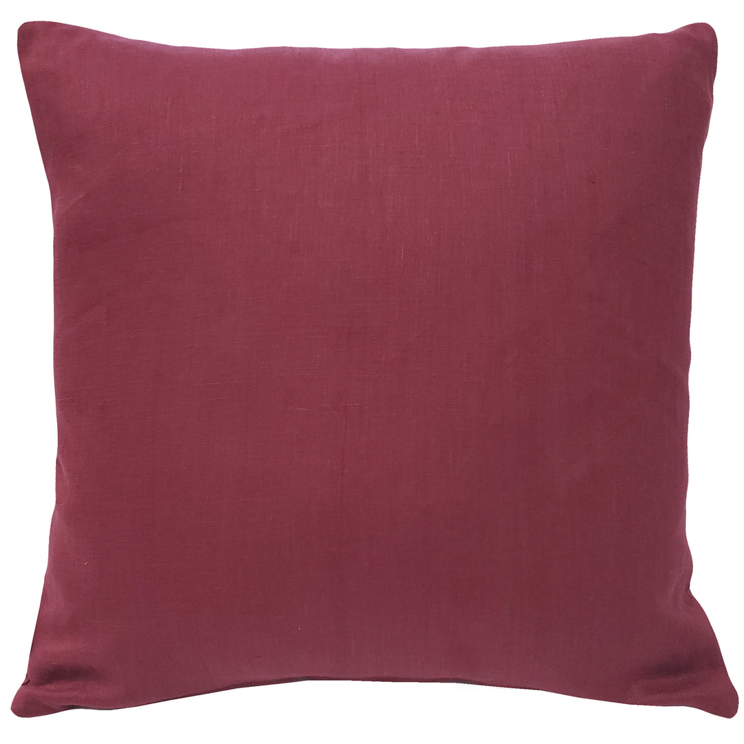 Tuscany Linen Throw Pillow Wine 20x20 with Polyfill Insert 100% Linen Image 1