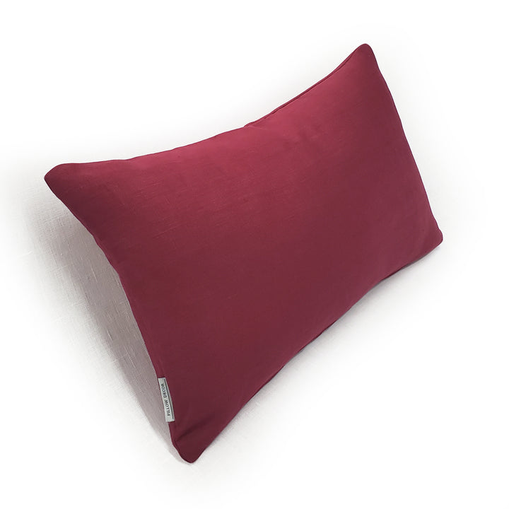 Tuscany Linen Wine Lumbar Pillow 12x19 Polyfill Insert 100% Linen Decor Image 2