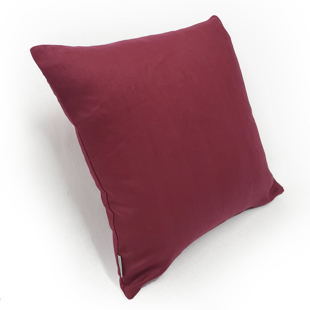 Tuscany Linen Throw Pillow Wine 20x20 with Polyfill Insert 100% Linen Image 2