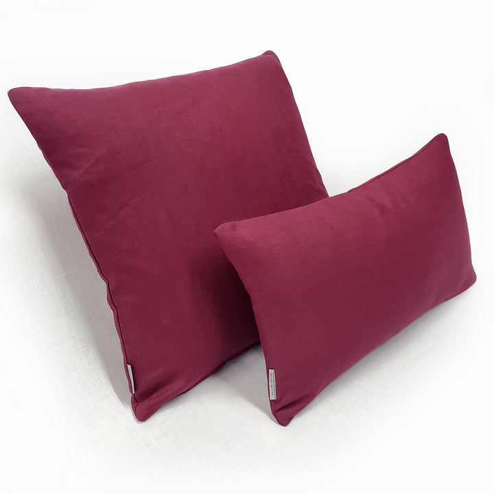 Tuscany Linen Wine Lumbar Pillow 12x19 Polyfill Insert 100% Linen Decor Image 4