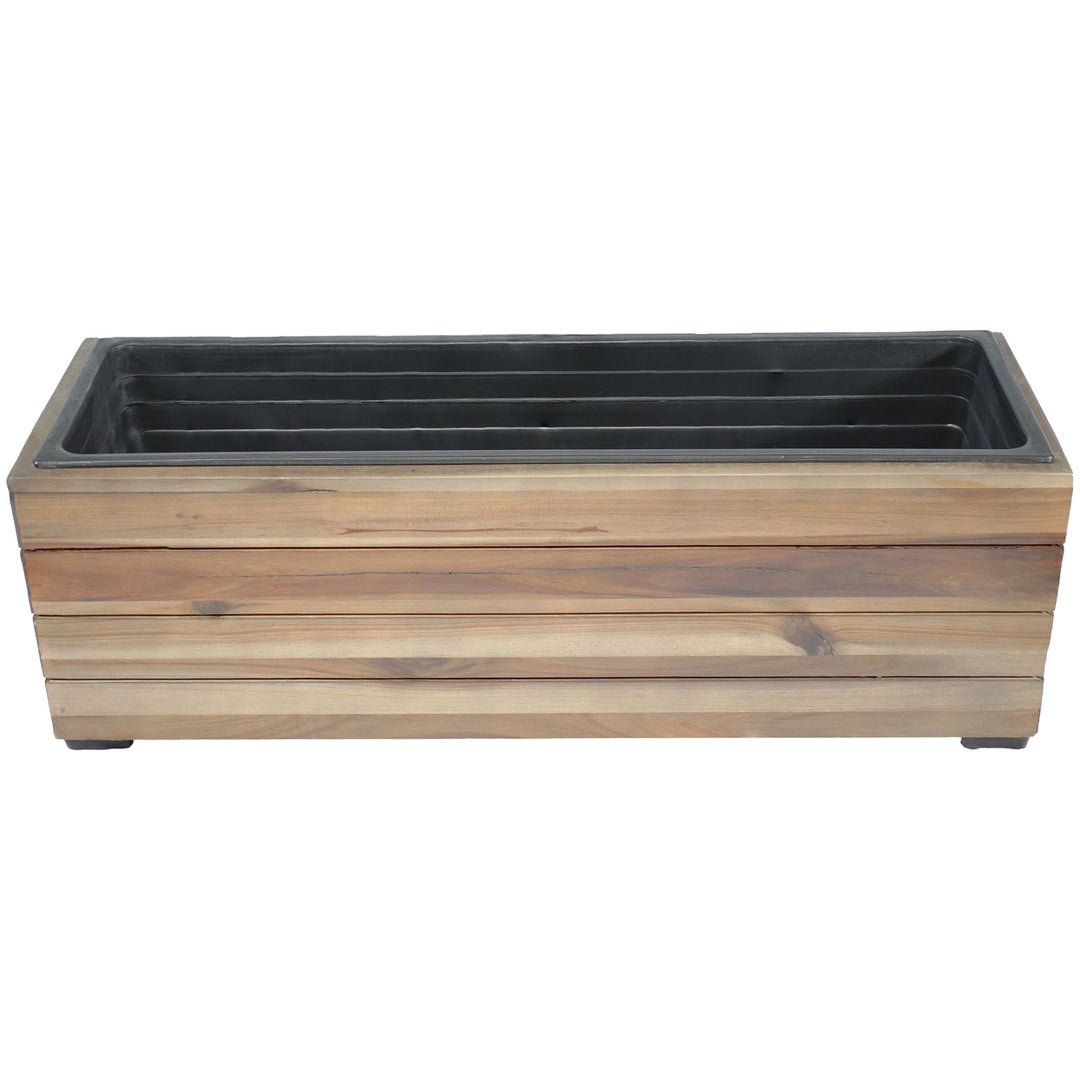 Sunnydaze 24.25 in Rectangle Wood Planter Box with Liner - Anthracite Stain Image 7