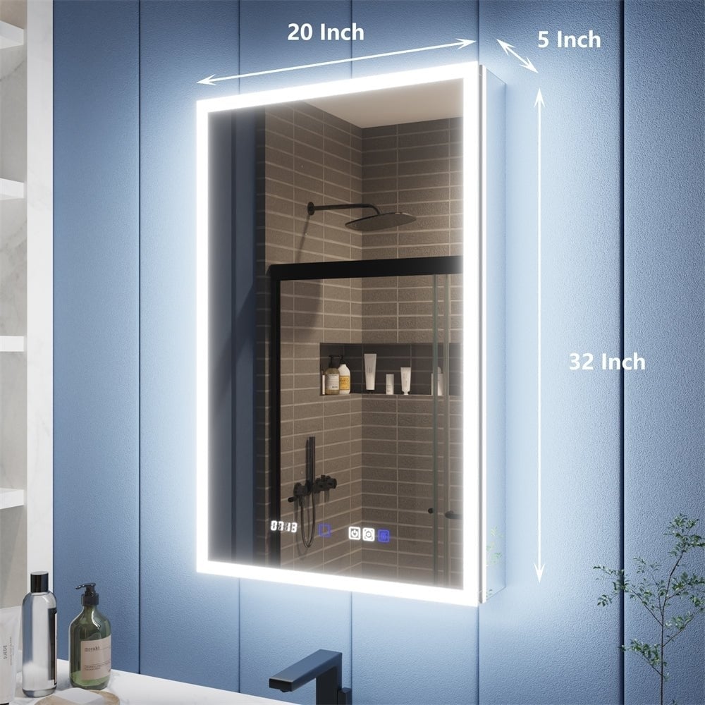 Illusion 20x32 LED Lighted Medicine Cabinet with Dual Magnifiers and USB Ports Image 3