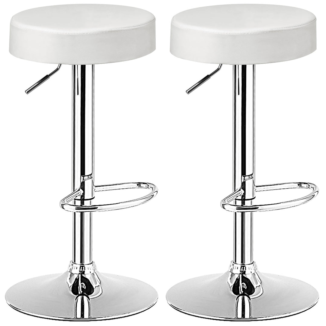 Costway Set of 2 Round Bar Stool Adjustable Swivel Pub Chair w/ Footrest White\Red\Black Image 1