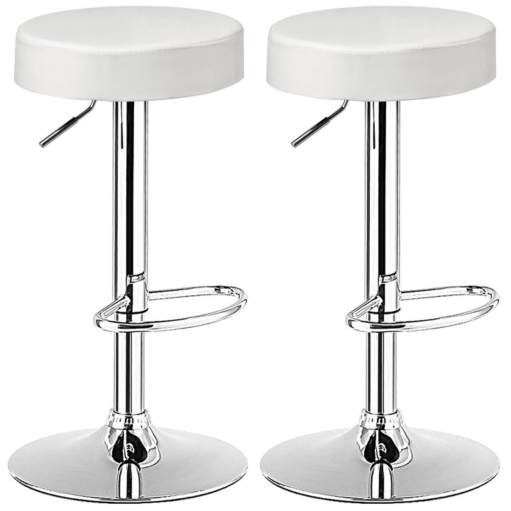 Costway Set of 2 Round Bar Stool Adjustable Swivel Pub Chair w/ Footrest White\Red\Black Image 1