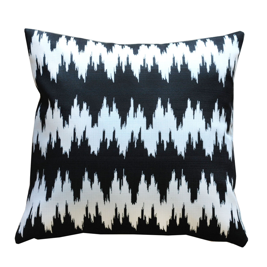 Pillow Decor Ikat Stripe Black Cream Throw Pillow 17x17 Outdoor Indoor Decor Image 1