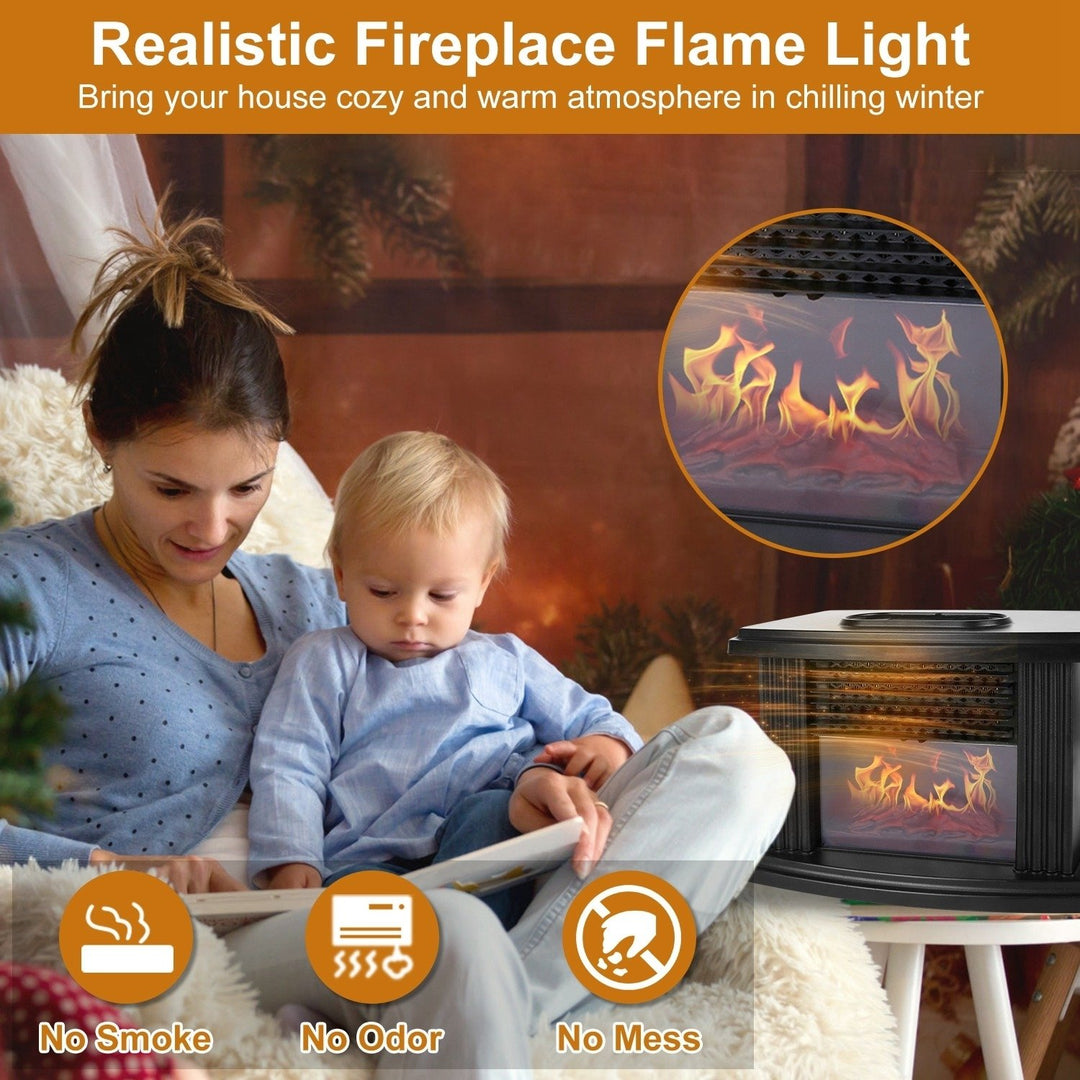 Electric Fireplace Heater 800W Artificial Flame Stove Heater with Accurate Digital Thermostat Timer Setting Remote Image 2