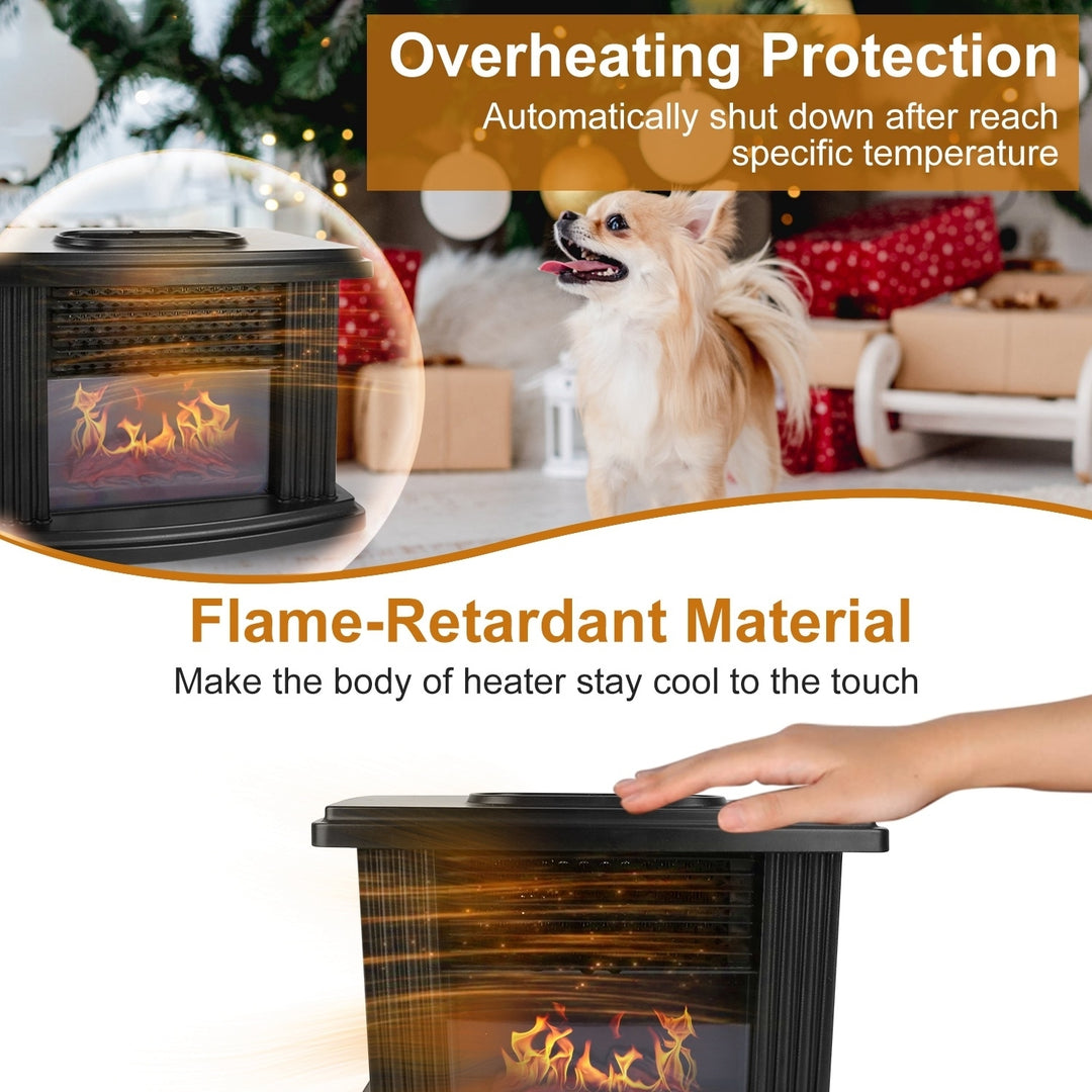 Electric Fireplace Heater 800W Artificial Flame Stove Heater with Accurate Digital Thermostat Timer Setting Remote Image 3