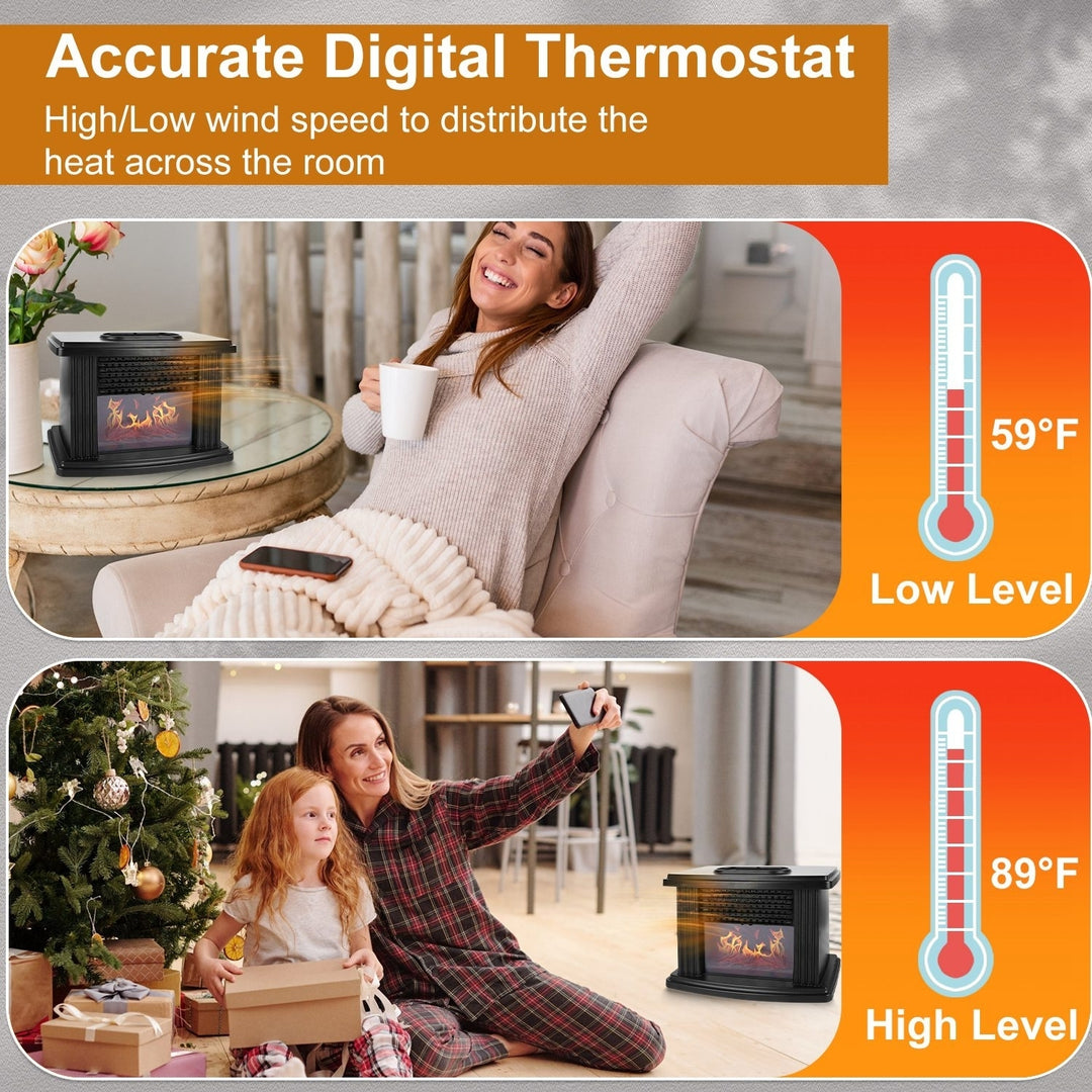 Electric Fireplace Heater 800W Artificial Flame Stove Heater with Accurate Digital Thermostat Timer Setting Remote Image 4