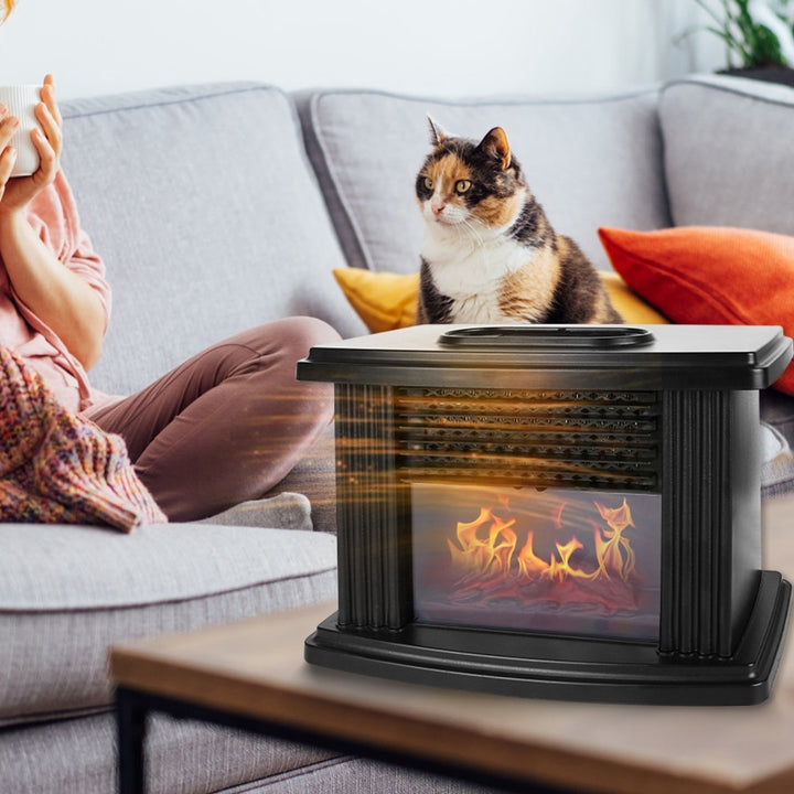 Electric Fireplace Heater 800W Artificial Flame Stove Heater with Accurate Digital Thermostat Timer Setting Remote Image 7