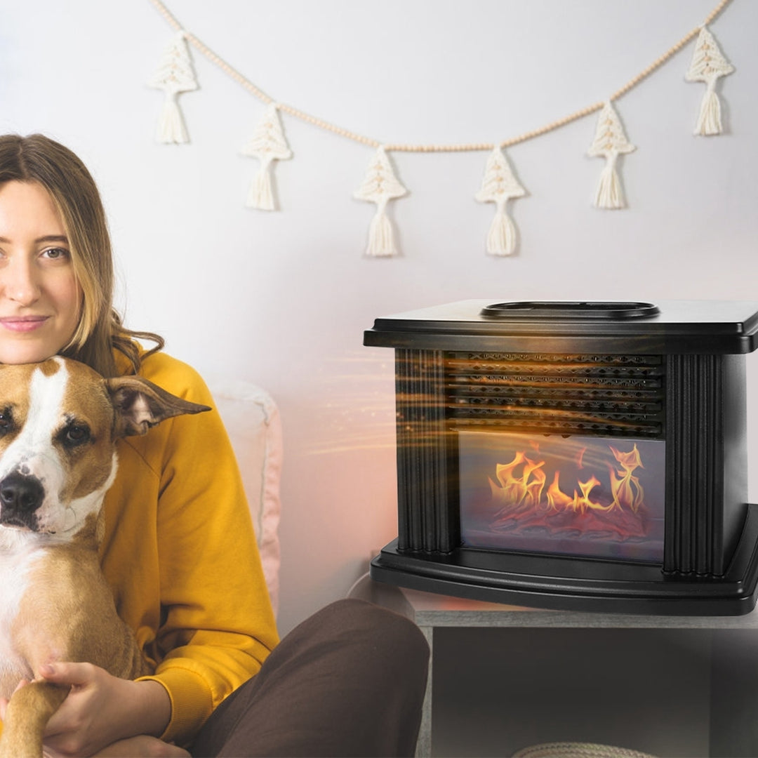 Electric Fireplace Heater 800W Artificial Flame Stove Heater with Accurate Digital Thermostat Timer Setting Remote Image 8