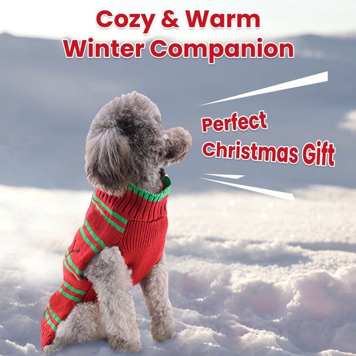 Pet Christmas Sweater Turtleneck for Dogs and Cats Snowman Stripes Warm Wool Image 5