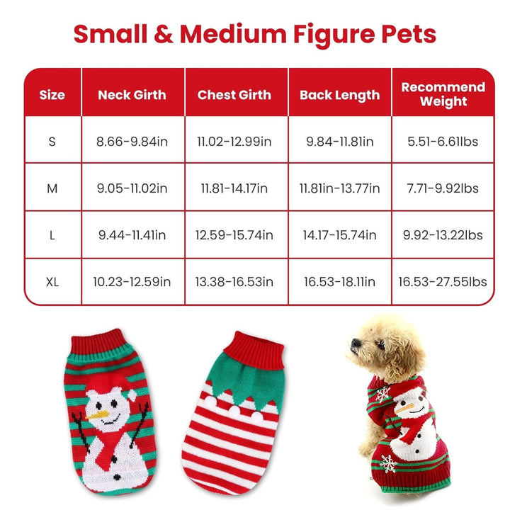 Pet Christmas Sweater Turtleneck for Dogs and Cats Snowman Stripes Warm Wool Image 6