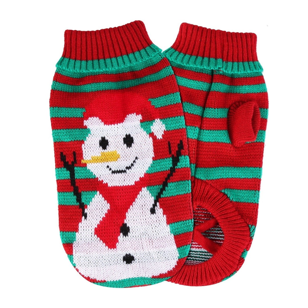 Pet Christmas Sweater Turtleneck for Dogs and Cats Snowman Stripes Warm Wool Image 10