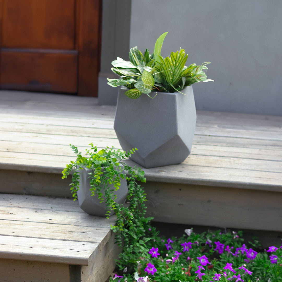 Sunnydaze 2-Piece Square-Top Cement Planters - Moondust Image 4