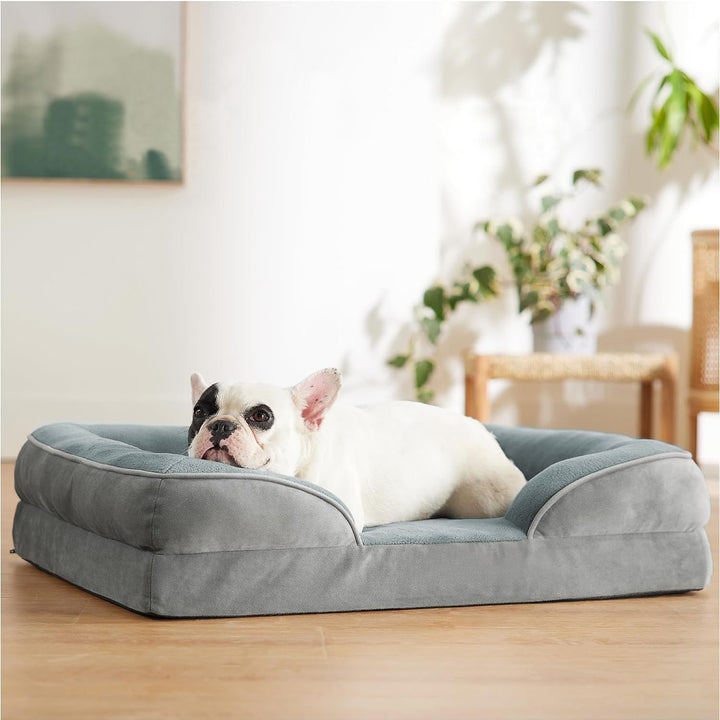 Pet Dog Bed Cozy Soft Plush Non-Slip Cat Bed Waterproof Removable Cover Grey M L Image 1