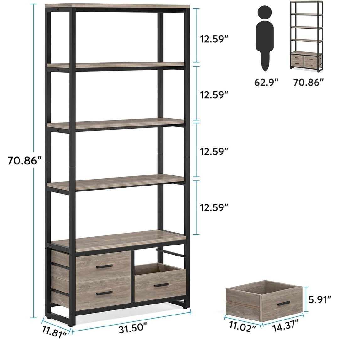 Tribesigns 70.9" Tall Bookshelf, Etagere Bookcase with 4 Drawers, Modern 5-Tier Open Display Storage Shelf Image 3