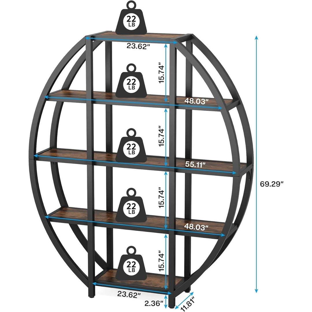 Tribesigns 69" Tall Bookshelf, 5 Tiers Large Etagere Bookcase Storage Shelves, Industrial Wood Bookshelves Display Open Image 7