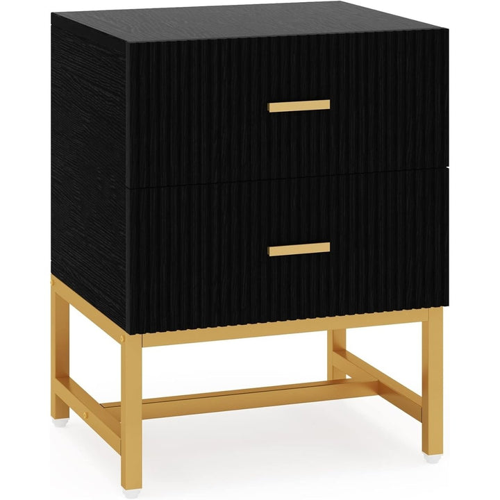 Tribesigns Black 2-Drawer Nightstand Modern Wood Bedside Table 15.8D x 19.7W Image 4