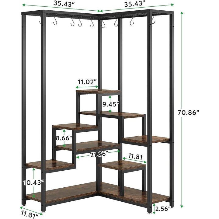 Tribesigns 70.9 Inch Corner Plant Stand 8 Tier Metal Shelf with S Hooks Indoor Image 7